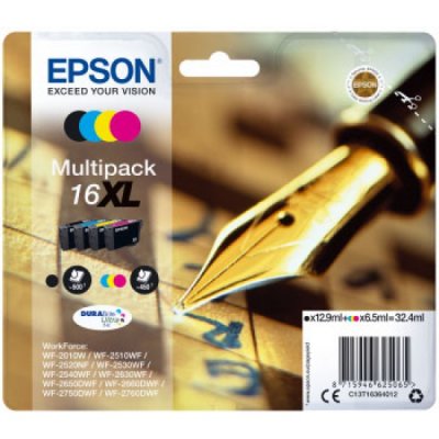 Epson Cartucce Originali Nero Ciano Magenta e Giallo Multipack 16XL C13T16364012