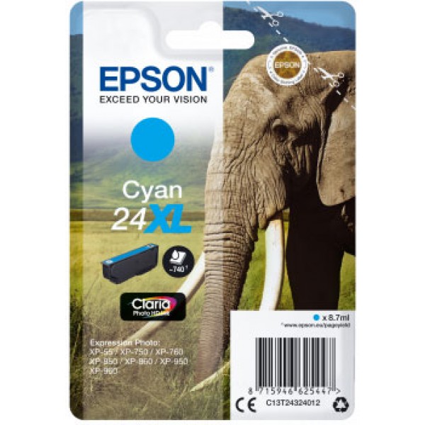 Epson cartuccia originale Ciano 24XL (C13T24324012) T2432 Elefante