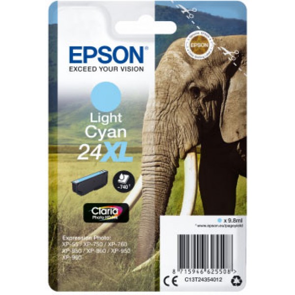 Epson cartuccia originale Ciano Light 24XL (C13T24354012) T2435 Elefante