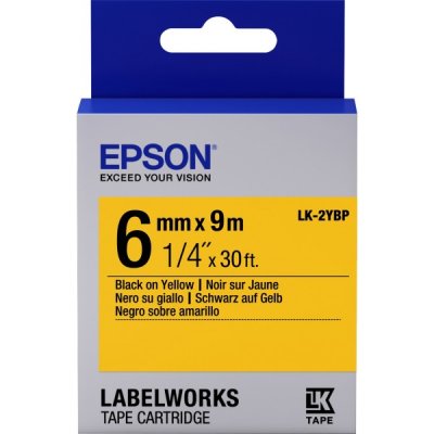 Epson lk2ybp nastro nero/giallo 6mm x 9m colore nero su giallo pastello