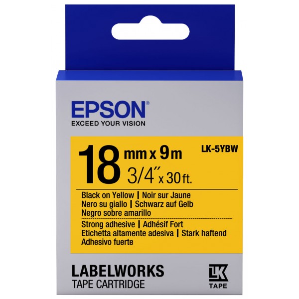 Epson lk5ybw nastro nero/giallo 18mm x 9m colore nero su giallo pastello