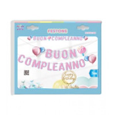 Festone buon compleanno colore rosa