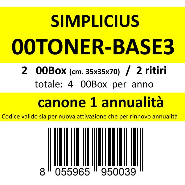 00toner-base3, canone ritiro di 2 box 2 volte l'anno