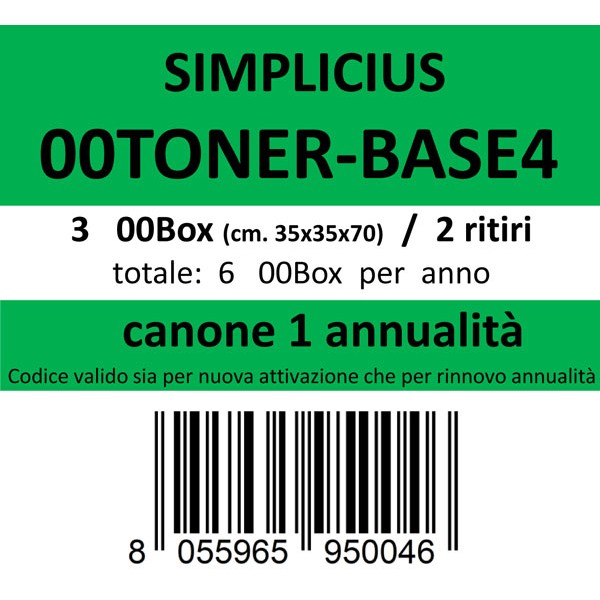 00toner-base4, canone ritiro di 3 box 2 volte l'anno
