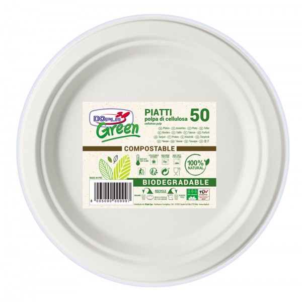 Piatti frutta bio polpa, 50pz colore bianco
