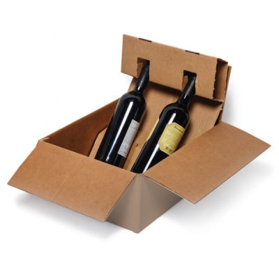Scatola per bottiglie riciclabile, 2 bottiglie 0,75ml colore marrone