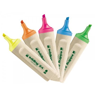 Evidenziatore ecoline colore arancione,giallo,fucsia,verde tipo punta scalpello