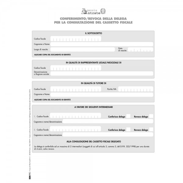 Modulo conferimento/revoca deleghe