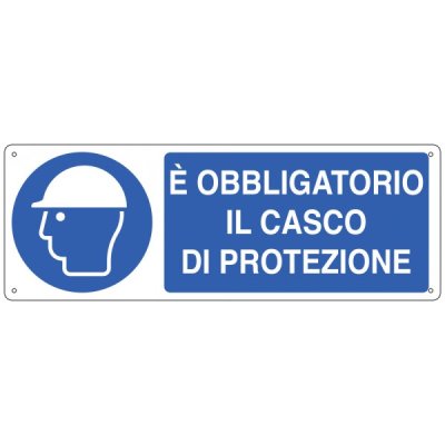 Cartello "e' obbligatorio il casco di protezione"