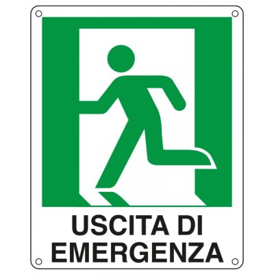 Cartello "uscita di emergenza a sinistra"