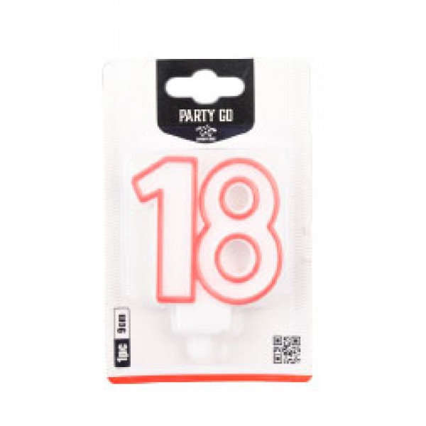 Candelina numero 18 colore bianco e rosso