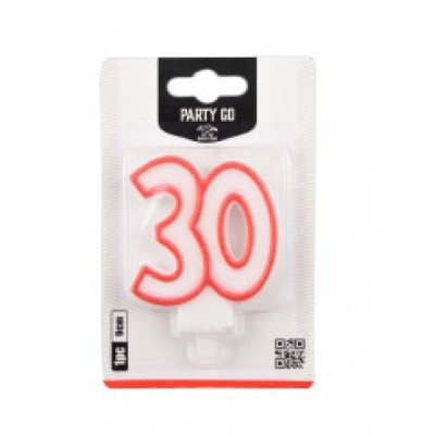 Candelina numero 30 colore bianco e rosso