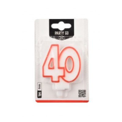 Candelina numero 40 colore bianco e rosso