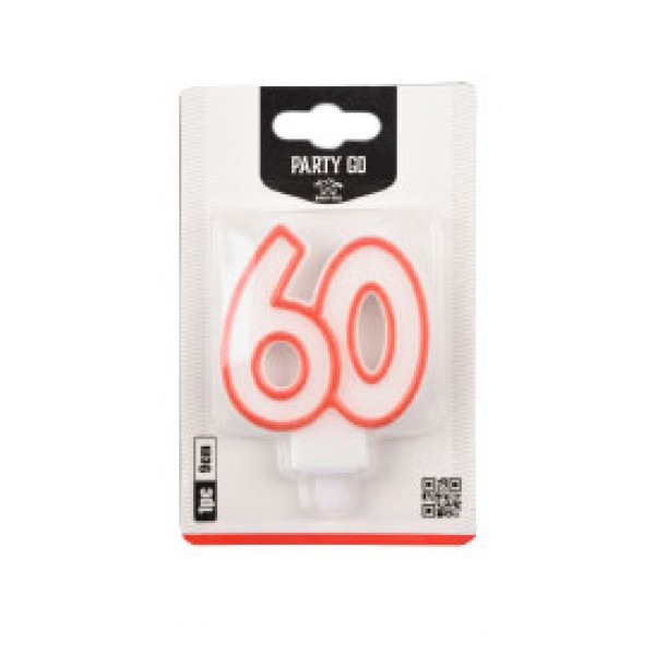 Candelina numero 60 colore bianco e rosso