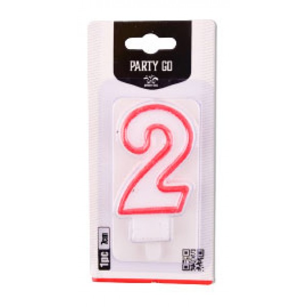 Candelina numero 2 colore bianco e rosso