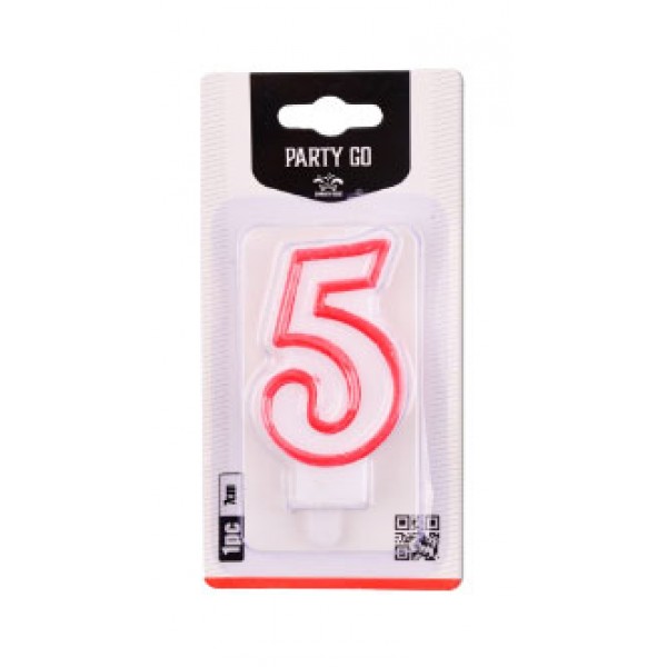 Candelina numero 5 colore bianco e rosso