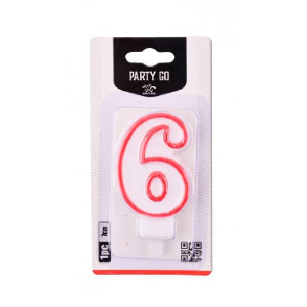 Candelina numero 6 colore bianco e rosso