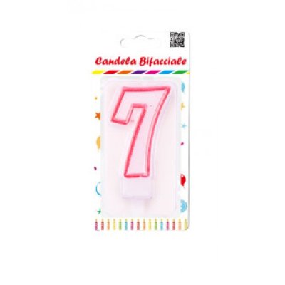 Candelina numero 7 colore bianco e rosso