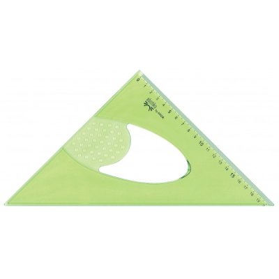 Squadra 45° elastika 30cm colore verde trasparente