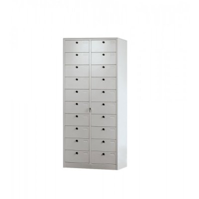 Cartelliera 20 caselle con serratura unica colore grigio