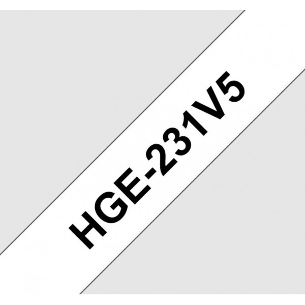 Brother hge231v5 nastro nero/bianco 12mm x 8m - 5pz colore nero su bianco colore nero su bianco