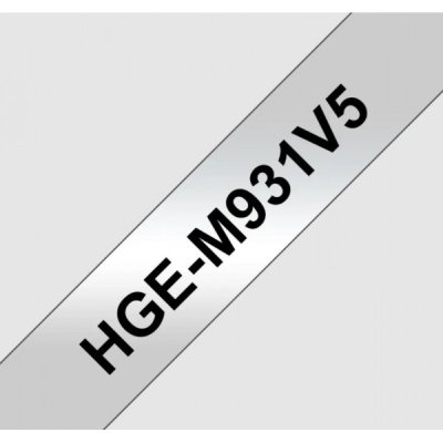 Brother hgem931v5 nastro nero/argento 12mm x 8m - 5pz colore nero su argento colore nero su argento