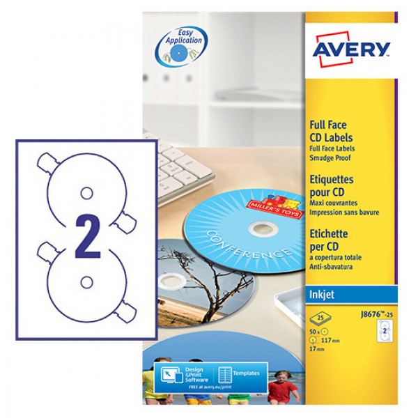 Etichette adesive in fogli a4 - per cd/dvd colore bianco opaco