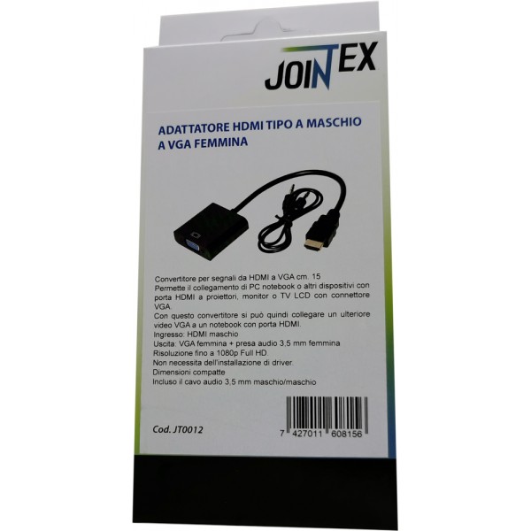 JOINTEX adattatore HDMI tipo a maschio a VGA femmina da 3,5 mm + cavo audio