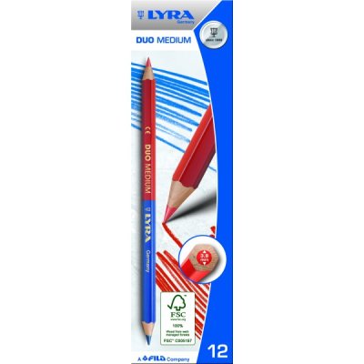 Matita bicolore LYRA esagonale, tratto sottile - Blu/Rosso