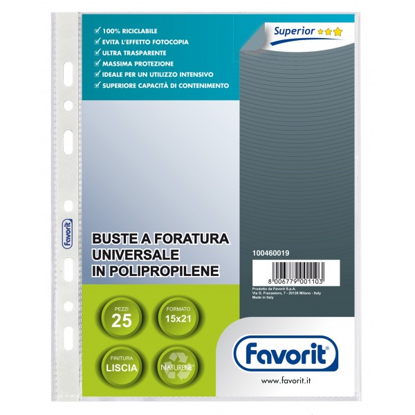 Buste forate in ppl, liscia 15x21cm colore trasparente