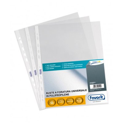 Buste forate in ppl, buccia a4 - 21x29,7cm colore trasparente
