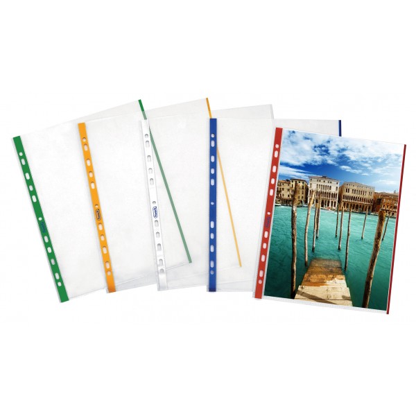 Buste a foratura con banda e bordi colorati a4 - 21x29,7cm colore rosso