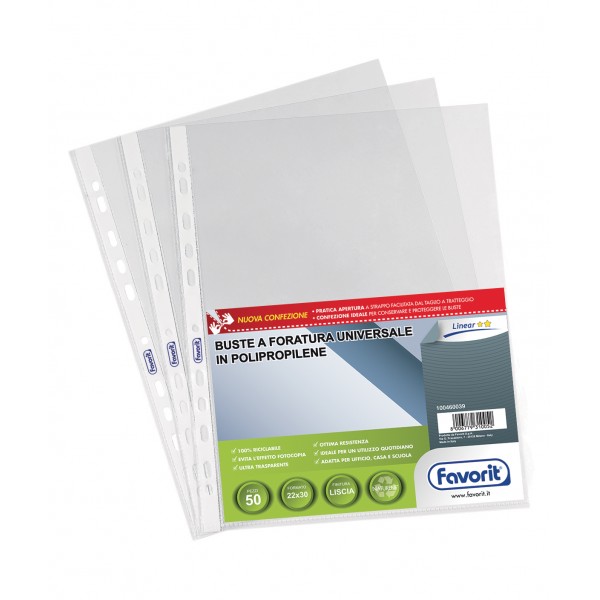 Buste forate in ppl, liscia 22x30cm colore trasparente