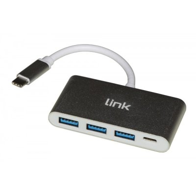 Hub tipo c con 3 porte usb 3.0 e porta usb tipo c colore nero