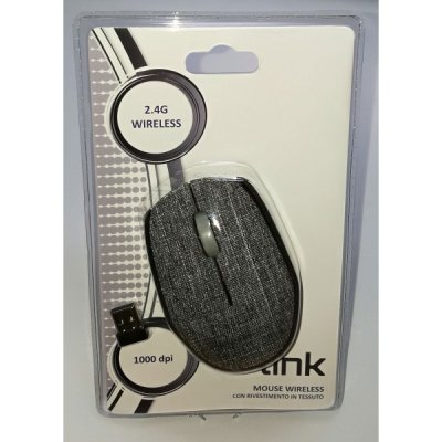 Mouse wireless rivestito in tessuto colore grigio