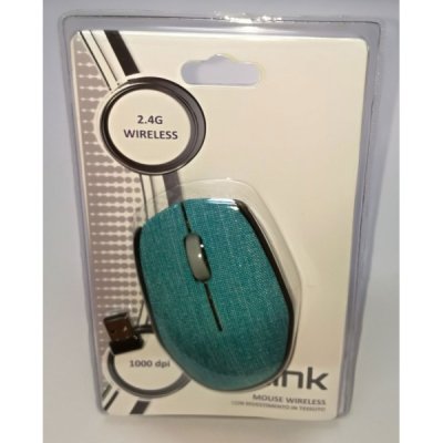 Mouse wireless rivestito in tessuto colore azzurro