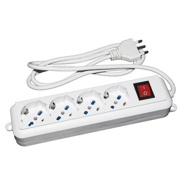 LINK multipresa con 4 prese universali ita/schuko 10/16 a - spina 16 a con interruttore, lunghezza cavo 1,5mt