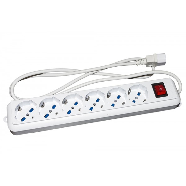 LINK multipresa Bianca con 6 prese tripolari 10/16a - spina iec c14