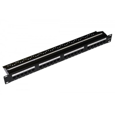 Pannello patch 19" utp 24 porte rj45 cat.6 colore nero