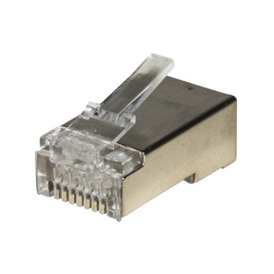 100 connettori rj45 ftp per cavi solidi cat 6 colore metal