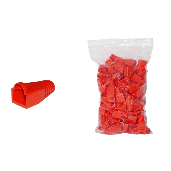 Confezione 100 copriconnettori 6mm per plug rj45 colore rosso