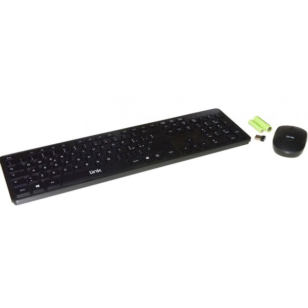 Link tastiera wireless con mouse e pile colore nero