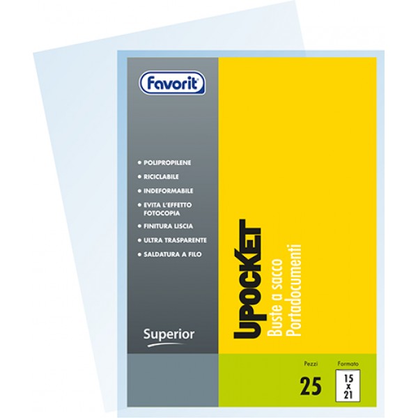 Buste a sacco upocket a5 - 15x21cm colore trasparente