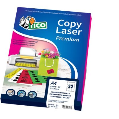 Etichette adesive in fogli a4 - multiuso colore giallo fluo