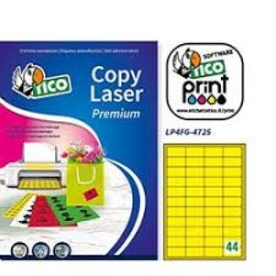 Etichette adesive in fogli a4 - rettangolare colore giallo fluo