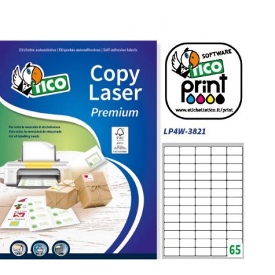 Etichette adesive in fogli a4 colore bianco opaco grammatura 153gr