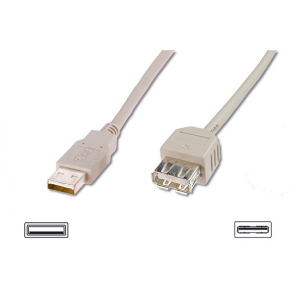 Cavo usb 2.0 maschio - femmina in rame 1,8m colore grigio chiaro