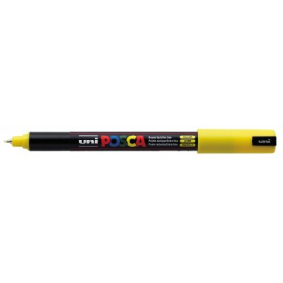 UNI POSCA Marcatore permanente a tempera con inchiostro pigmentato a base d'acqua - punta 0,7mm - Giallo