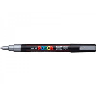 UNI POSCA Marcatore permanente a tempera con inchiostro pigmentato a base d'acqua - punta 1,3mm - Argento