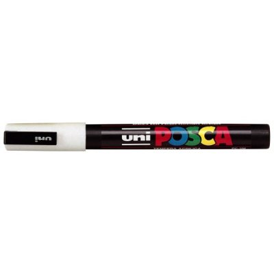 UNI POSCA Marcatore permanente a tempera con inchiostro pigmentato a base d'acqua - punta 1,3mm - Bianco